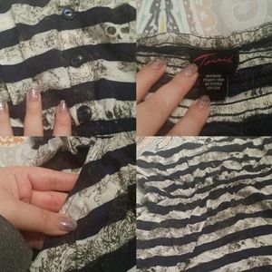 Floral Skull Striped Sleeveless Tube Top Size 1